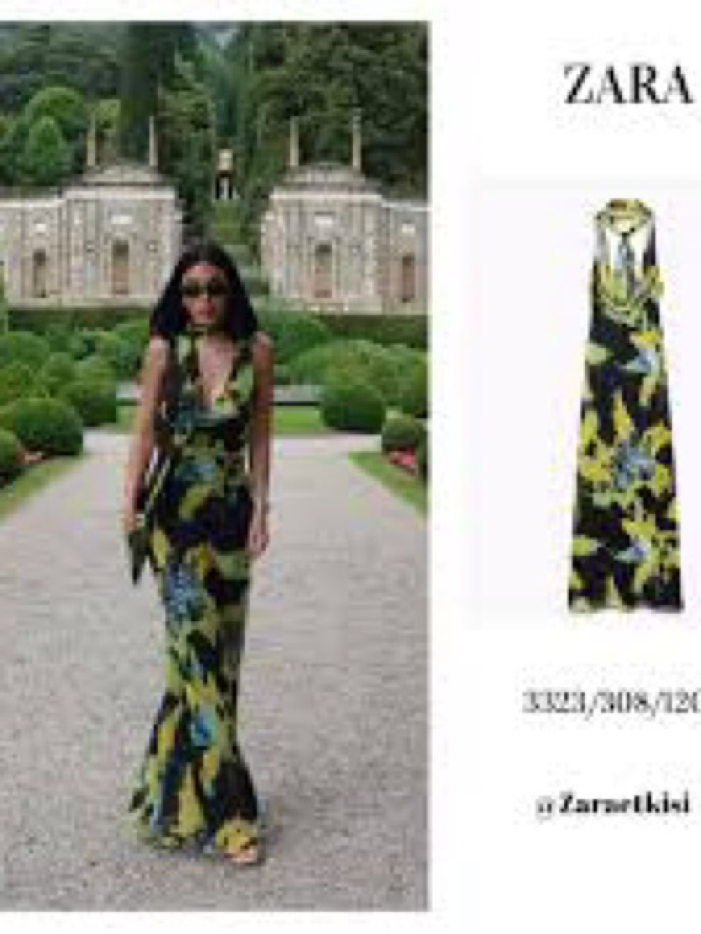 ZARA Black Maxi Dress with Yellow and Blue Floral Print